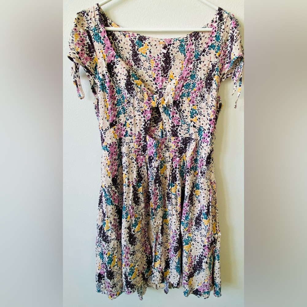 Free People Floral Print Cutout Dress L